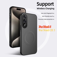 Magnetic Case for OnePlus Nord 5 Nord5 Luxury Stripe Silicone Leather Cover Protection Shell for One