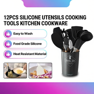 12PCS Silikon Peralatan Memasak Set Dapur Dengan Pemegang Kayu Alat Memasak Alat Memasak Aksesori Is