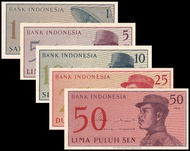 Indonesia 1964 1 5 10 25 50 Sen UNC (5pcs)