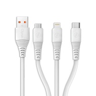 CLiPtec MCC150 3‑in‑1 USB Charging Cable 1.2m – Universal Fast Charging & Data Cable USB‑A to Lightn