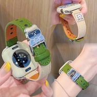 Suitable for iWatch10 Strap Bear Lychee Pattern Apple Watch s9s8 Leather Wristband Premium applewatc