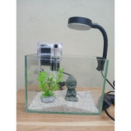 (K) Combo mini desktop fish tank small size 20X15X20cm, betta fish tank GRINDING EDGES TO EAT WHOLEL