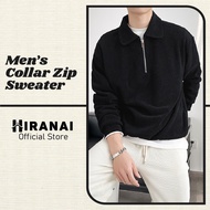 Sweater Polo Long Sleeve Men Quarter Zip Baju Lelaki Polo Korean Style Collar Polo Baju Lengan Panja