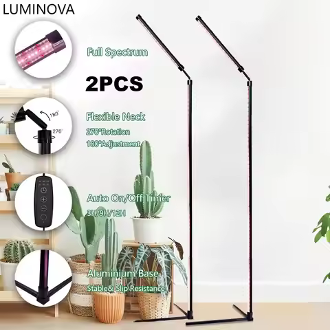 2PCS Plant Grow Light LED Growing Full Spectrum for Indoor Plants,Height Adjustable, Automatic Timer