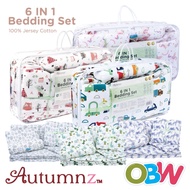 Autumnz 6in1 Bedding Set (With Cover 100% Jersey Cotton) Pillow Bolster Comforter | Autumnz Bedding