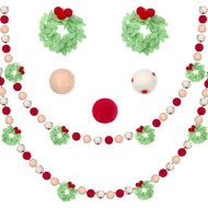 Irenare 2 Pieces Christmas Felt Ball Garland Green Pom Pom Garland Decorations Colorful Felt Banner 