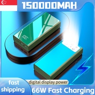 150000MAH PowerBank 66W Fast Charging Power Bank 3 USB Ports Power Banks 6 LED Lights Portable Outdo