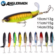 ANGLERMEN Topwater Popper Pencil Hard Plastic Bait 3D Eyes With Hooks Bionic Bait Diving Fishing Lur