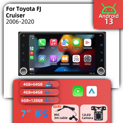 Car Multimedia 7" Screen Android for Toyota FJ Cruiser 2006-2020 Wireless Carplay Autoradio 2Din Rad
