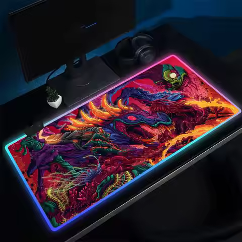 CS2 H-Hyper Beast Mouse Pad Anime Gaming Mouse Pad LED Table Pads Backlit Rubber Desktop XXL Mousepa