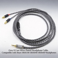 Grey 8 Core Silver Plated 4Pin XLR 4.4 2.5 mm Balanced 3.5 6.35  Earphone Cable For Shure SRH1540 SR