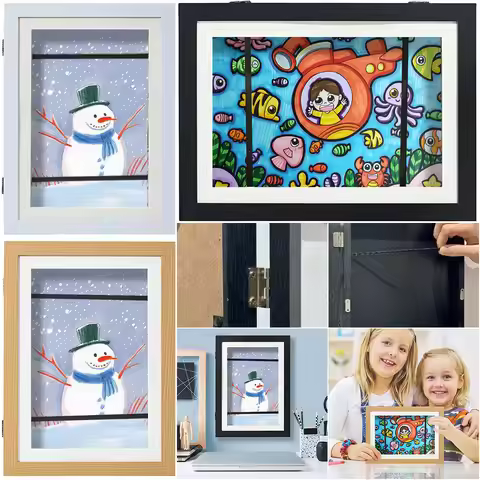 8.27x11.7 in Kids Frames Front Loading Frame with Elastic Strap Holds 80 Pieces for Craft Children D
