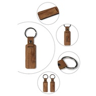 60 Pcs Unprocessed Blanks Wooden Keychain Wood Tags Blanks Rectangular Wood Keychain Wood Key Chain