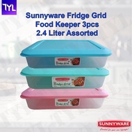 Sunnyware Fridge Grid Food Keeper 3pcs 2.4 Liter Refrigerator Space Saver Storage Food Saver