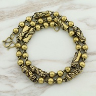 Handmade Brass Necklace Pure Copper Retro Distressed Style Domineering Men's Large Necklace Wool Emb