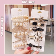 6PC Retro Hairpin Korean Hairpin Set Pearl Hairpin Bangs Clip Word Clip Fashion Hair Accessories Pen