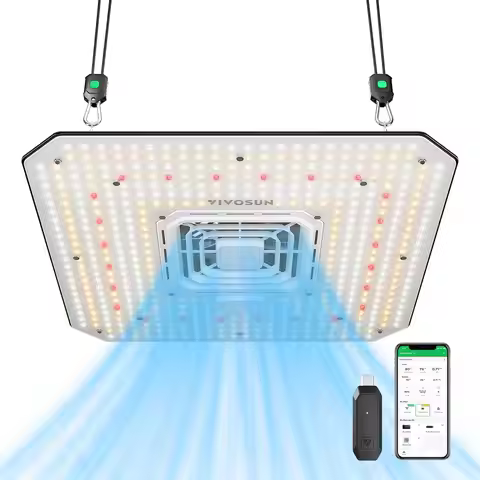 150W LED Grow Light with Integrated Fan & Smart Controller, App-Controlled for 2x4/3x3 Coverage, Ful