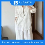 LAHSTORE women's loose long-sleeved linen shirt, youthful, multi-purpose basic design (Orange)