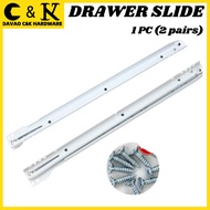 [CK09-17] Drawer Slide (PER PAIR) Soft Close Drawer Slide For Desk Drawer Rail (WHITE)