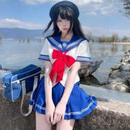 Ono Uniform JK Striped Navy Narrow-Waisted Sailor Uniform Japanese Short-Sleeved Top Preppy Pleated 