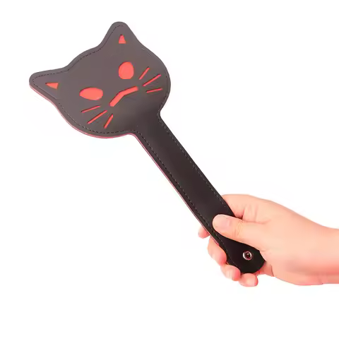 28CM Premium Soft PU leather Cute Cat Shape Spanking Paddle Whip - Equestrian Horse Training Whip wi