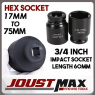 3/4 INCH X 60MM BLACK HEX IMPACT SOCKET BOX SOCKET 17MM TO 75MM  IMPACT WRENCH ADAPTER AUTOMOTIVE TO