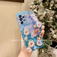 สวย เคสโทรศัพท Samsung Galaxy A13 A23 LTE A33 A53 A73 M53 M23 M33 4G 5G เคส INS Shiny Rhinestones ดอกไม้ภาพวาดเคสโทรศัพท์กรณีที่มีสายรัดข้อมือ2022