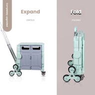 8 Wheels Foldable Groceries Trolley / Shopping / Collapsible Camping Storage Box / 45L / 50L / 75L