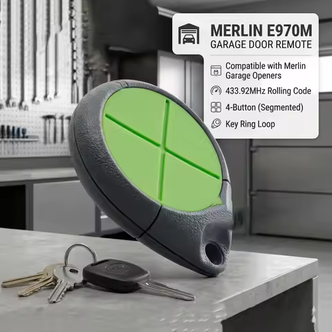 Merlin E970M 434.54MHz Rolling Code Remote Control For Merlin+ And Merlin+ 2.0 Garage Gate Door Open