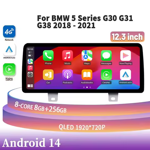 Car Multimedia Navigation Android 14 For BMW 5 Series G30 G31 G38 2018 - 2021 Head Unit WIFI Wireles