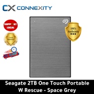 Seagate 2TB ONE TOUCH PORTABLE W RESCUE - SPACE GREY | Seagate Hard Drive External | Seagate Hard Drive Storage