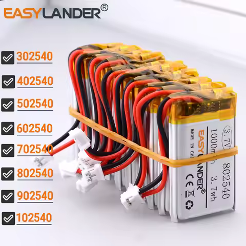 10Pcs/Lot JST2.0 2P 3.7V 1300mAh 102540 Lithium Li-ion Polymer Battery 302540 402540 502540 602540 7