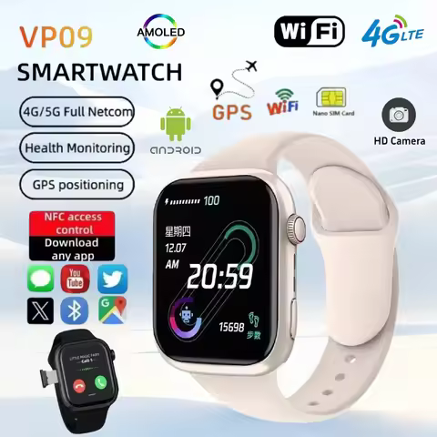 VP09 New 4G 5G Network Smart Watch Men Women Android OS SIM Card GPS Navigation WIFI Rotating Camera