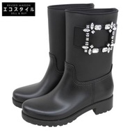 Roger Vivier Tempet Vive Strass 搭扣雨靴，女款，黑色，36碼