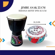Paket Jimbe Anak Ukuran 25 cm Jimbe Plus Rebana Hadroh Ginjring Gendang Jawa Kendang Ketipung Banjar