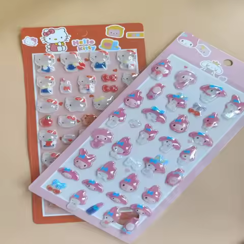 Sanrio Hello Kitty Anime 3D Jelly Stickers Toys Mobile DIY Decorative Stickers Christmas Cards Decor