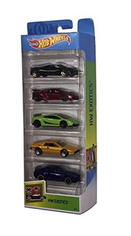 Hot Wheels 2019 HW Exotics 5-Pack (Pagani Huayra Roadster, Lamborghini Sesto Elemento, Lamborghini G
