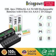 EBL 4pcs 2500mAh AA Battery 1.2V Rechargeable NIMH With 6 Slots USB Battery Charger for AA AAA C D B