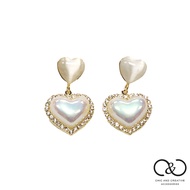 [C & C] Opal Heart Earrings (S925 Silver Needle) _ E-CC-A055-1