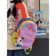 school bag 书包 beg sekolah Dopamine Contrast Color 12L Children Backpack Female Preppy Style Small Sc