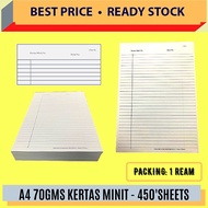 Kertas Minit (AM6) A4 Sizes / Minutes Paper / 450 sheet / A4 70 gsm