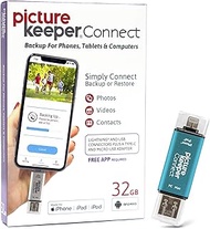 Picture Keeper Connect 32GB Portable Flash USB Backup and Storage Device Drive for Mobile Phones Tablets and Computers (Turquoise)