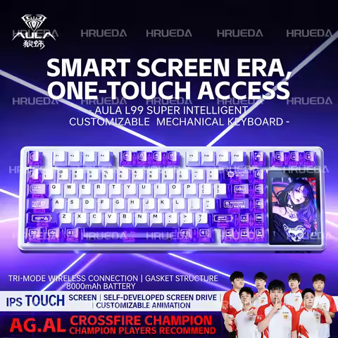 AULA L99 Intelligent Screen Mechanical Keyboard IPS Touch Screen 8000mAh 3 Mode Connection Keyboard 