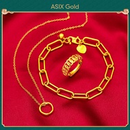 ASIX GOLD Ladies 916 Gold Ring Pendant Korean Fashion Jewelry 3 in 1 Set