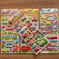 4 Sheets 3D Traffic Vehicle Stickers - Cute Construction/Fire/Transport/Aviation Decor for Kids’ DIY
