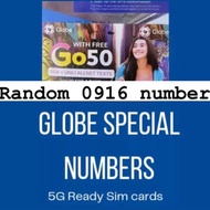 0915 0916 0917 0927 000-999's Random Number Globe Sim card Special Vanity Rare Lucky Number Chinese