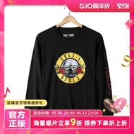 正版授權周邊 Guns N Roses 與玫瑰樂隊長袖T恤 黑色M碼秋冬