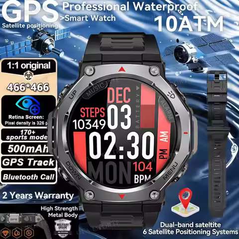 T-Rex 3 GPS Smart Watch Women 10ATM Waterproof Built-in Dual-band GNSS Compass Military Sport Smartw