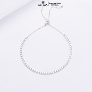 Lắc tay bạc HELINO đính đá dải cao cấp chốt dây rút cá tính trang sức nữ cao cấp V16