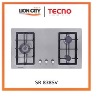 TECNO SR 838SV 90cm 3-Burner Stainless Steel Cooker Hob with Inferno Wok Burner Technology